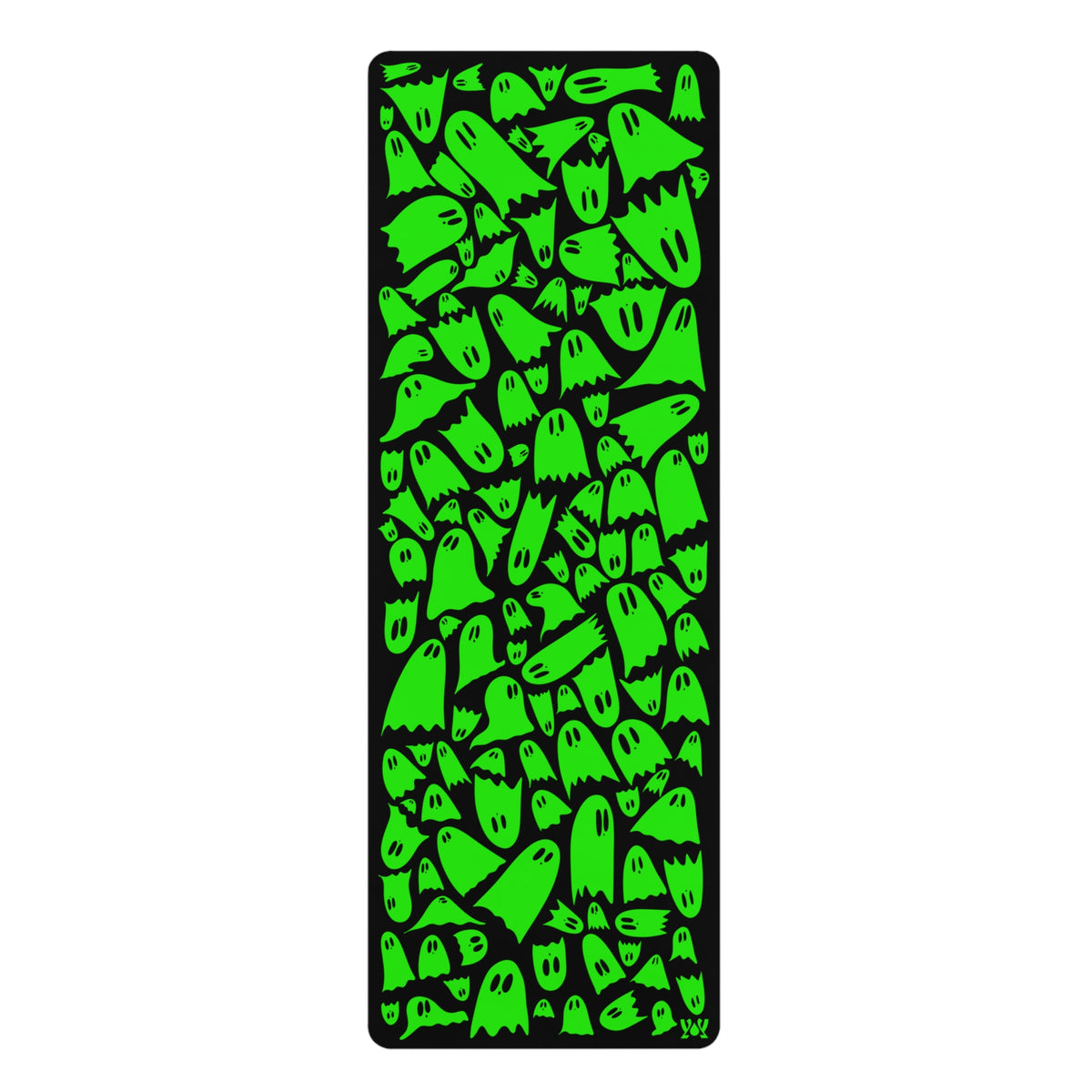 Halloween Green Ghost Pattern Yoga Mat — Non‑Slip Rubber Exercise Mat