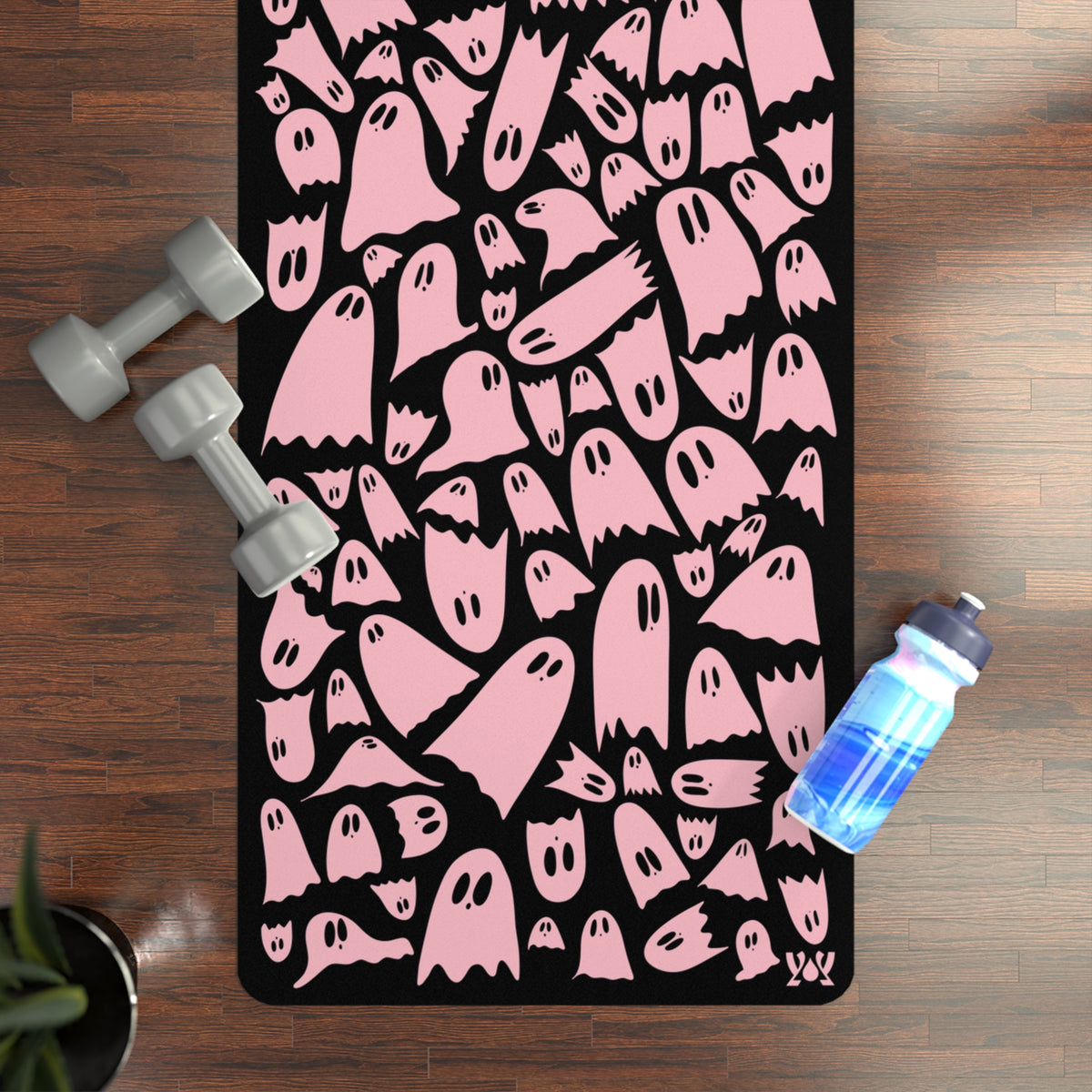 Halloween Pink Ghosts Yoga Mat — Cute Non-Slip Rubber Mat for Home & Studio Practice