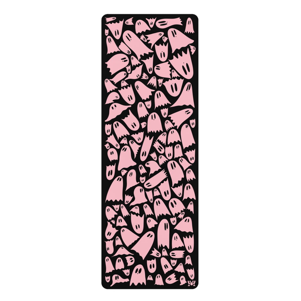 Halloween Pink Ghosts Yoga Mat — Cute Non-Slip Rubber Mat for Home & Studio Practice