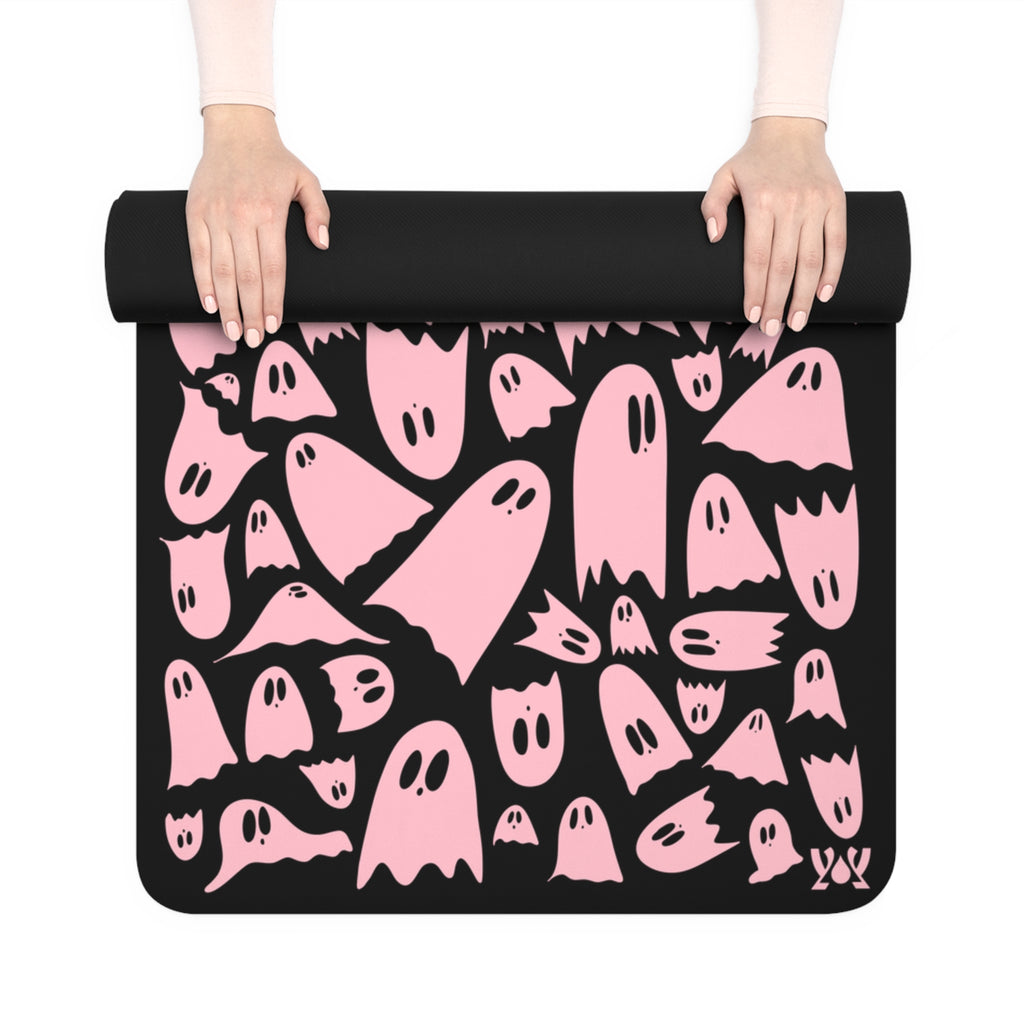 Halloween Pink Ghosts Yoga Mat — Cute Non-Slip Rubber Mat for Home & Studio Practice