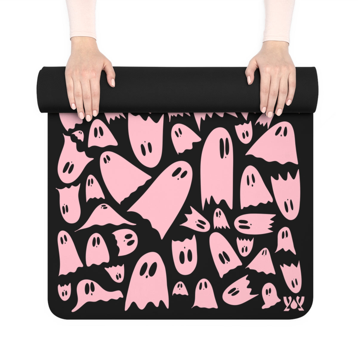Halloween Pink Ghosts Yoga Mat — Cute Non-Slip Rubber Mat for Home & Studio Practice